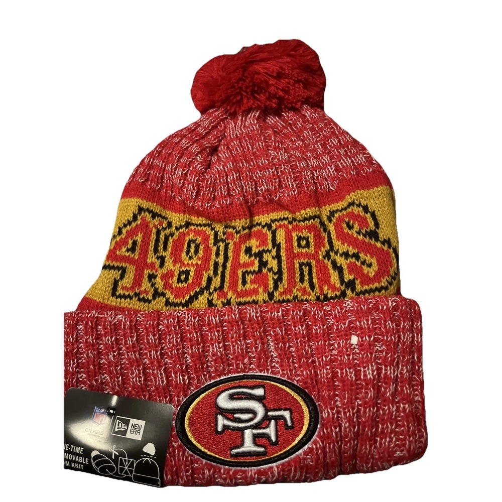 San Francisco 49ers Niners Knit Winter Hat Beanie New Era Cap Pom Fleece NWT